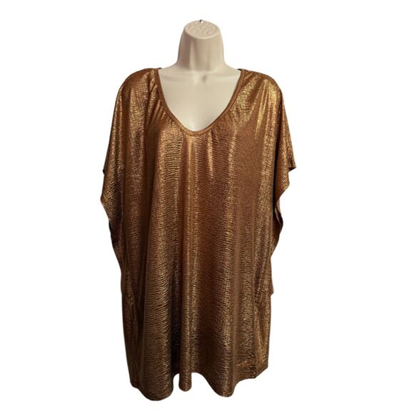 Seven7 Cooper Gold Metallic Kimono Short Sleeve Top Size 2X - Picture 3 of 10